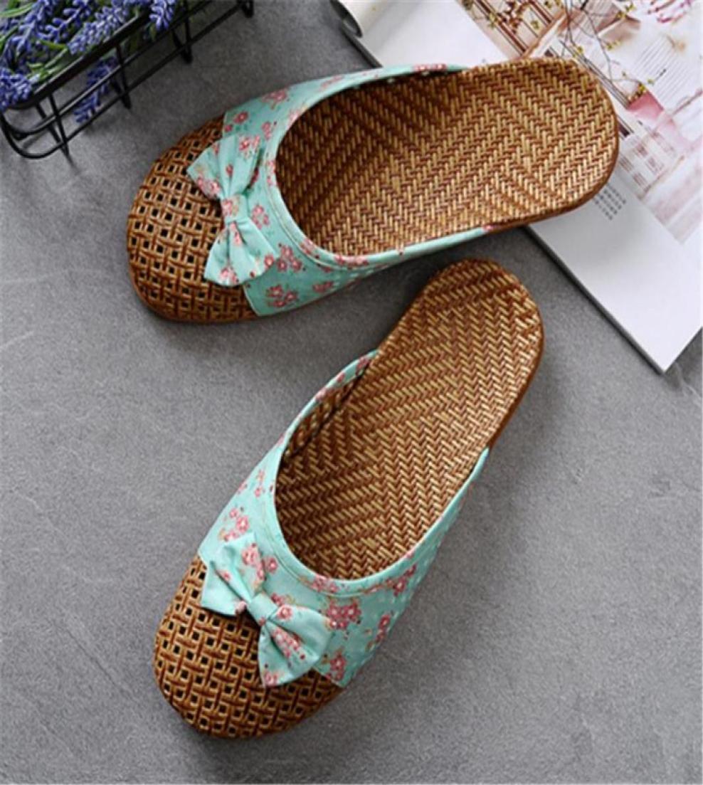 

Shose Women Slippers Summer Beach Flip Flops Breathable Linen Flat Slippers Female Casual Flax Bow Ladies Sandals Shoes9085738, Pink