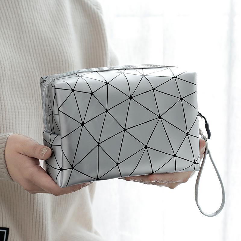 

Cosmetic Bags Large-capacity PU Zipper Travel Portable Waterproof Lazy Storage Bag Simple Ladies Custom Makeup & Cases, Blue