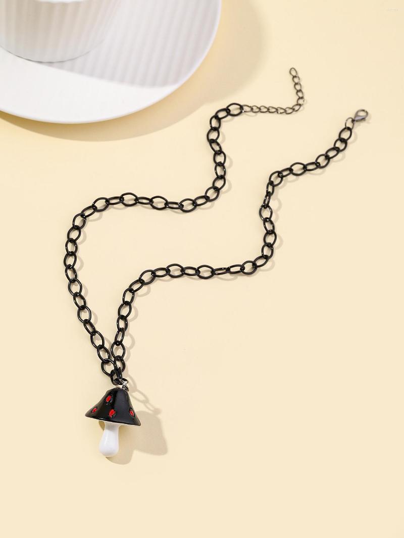 

Chains Balck Mushroom Necklace Punk Dark Chain Choker Jewelry For Fashion Women Girls Lolita Ornaments Gift