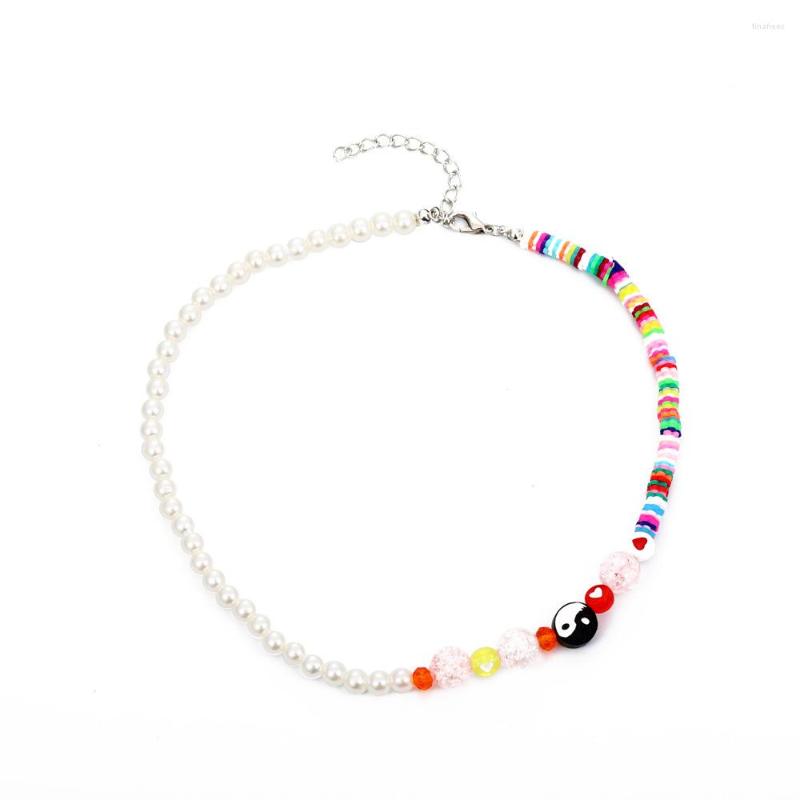 

Choker Summer&Winter Clay Necklace Women Girl 2023 Fashion Imitation Pearl Charm Neclace Glass Beads