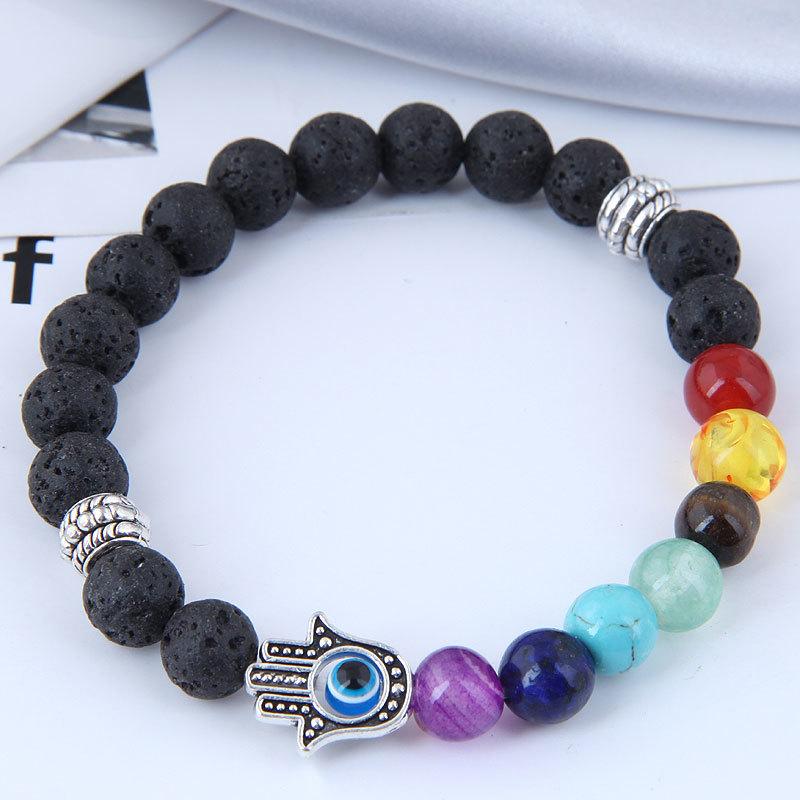 

Strand Beaded Strands Ethnic Bracelets & Bangles For Women 2023 Elastic Bangle Simple Lava Rock Stone Beads Jewelry Vintage Charm Bracelet