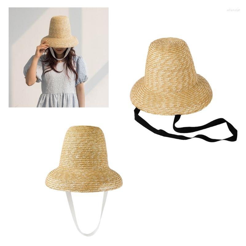 

Wide Brim Hats Hat 3.5inch Fashionable Accessory Beach Vacation Summer For Women Travel Straw UV Protections, White strap