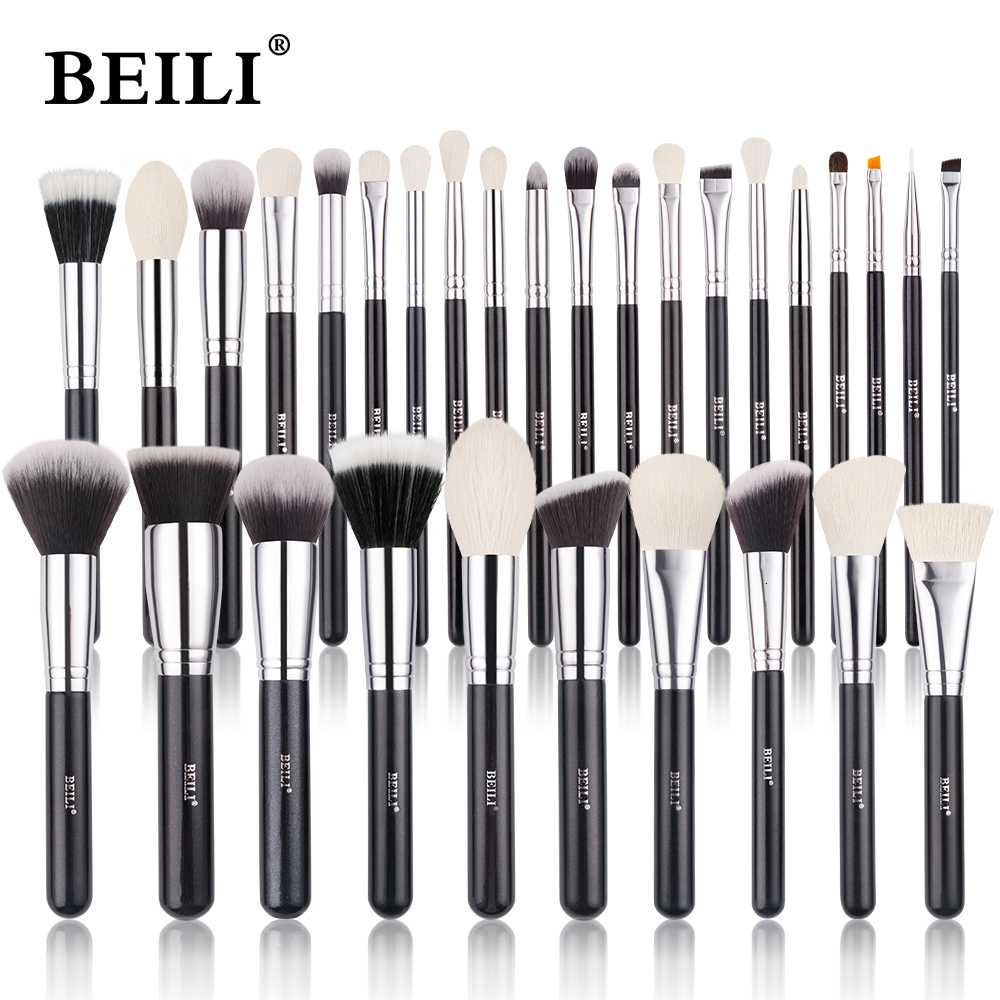 

Makeup Tools BEILI Black brushes set Professional Natural goat hair Foundation Powder Contour Eyeshadow make up l230419