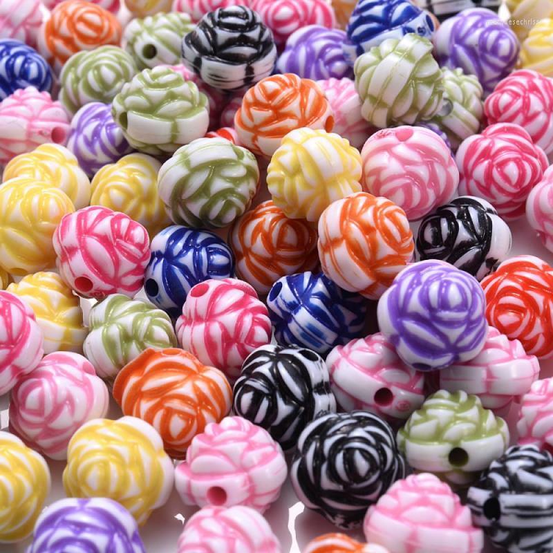 

Beads 50Pcs/Lot 12mm Colour Rose Flower Acrylic Loose Spacer For Jewelry Making DIY Handmade Bracelet Earring Accessories