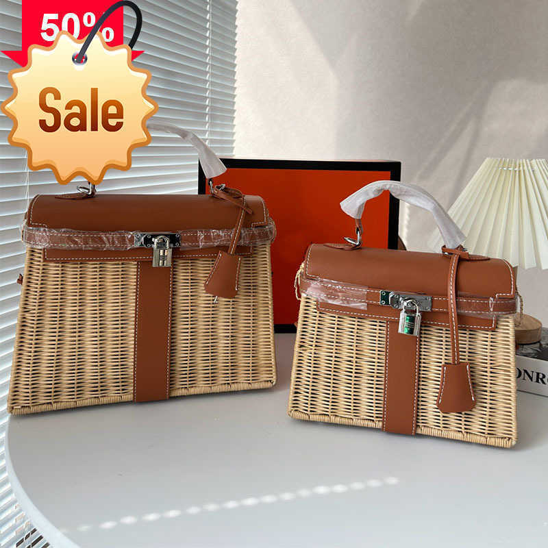 

Birkin Picnic Bag Women Handmade Fashion Purse Barenia Pochette Clutch Designer Travel Handbags Rattan Bags Vintage Tote Classic Totes Beach Hand, Colour 3