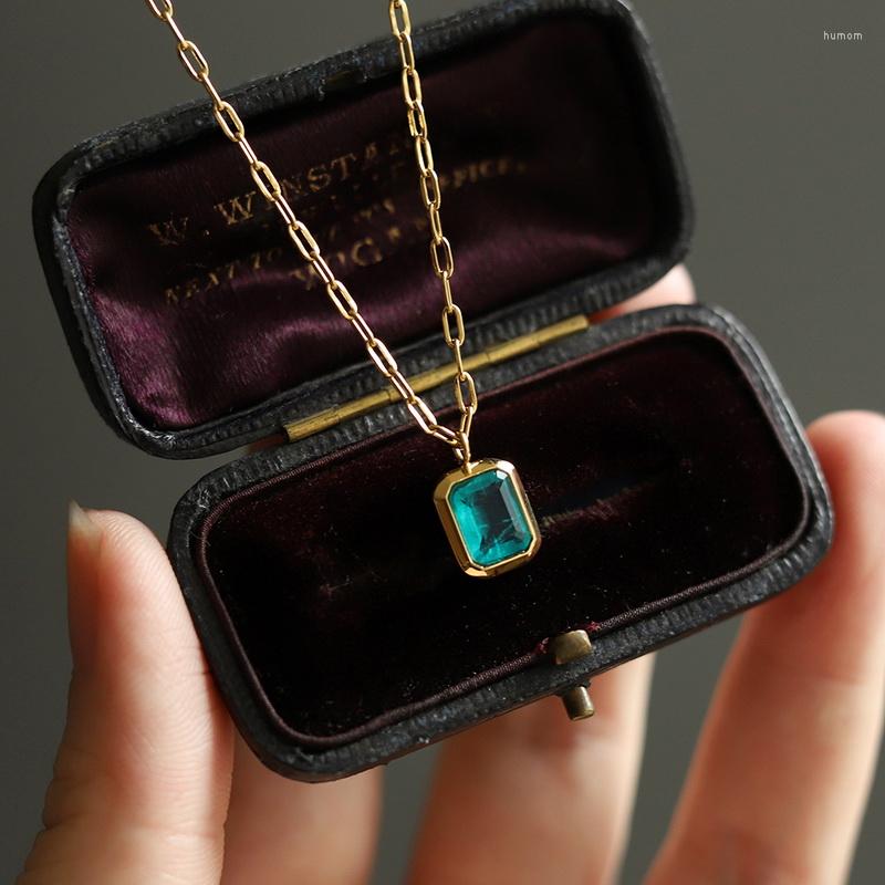

Pendant Necklaces 2023 Stainless Steel Green Cubic Zirconia Necklace For Women Jewelry Statement Stylish Unique Design Collar Gift