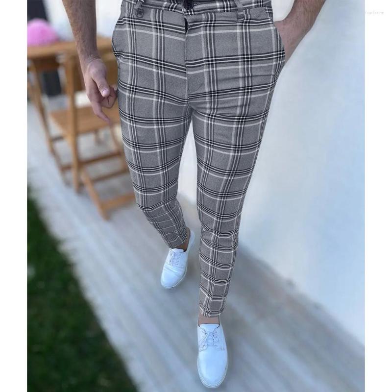 

Men's Pants 2023 Spring Autumn Man Casual Plaid Suit Business Work Formal For Men Dress Slim Fit Trousers Mens Clo, Black