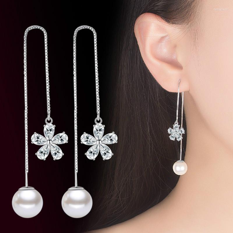 

Dangle Earrings Crystal Pearl Tassel Silver-plated Ear Line Long Drop For Women Earing Jewelry Earings Earring Z4CF4