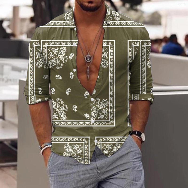 

Men's Casual Shirts Men Long Sleeve Autumn Winter Printed Fashion Top Blouse Lady Tunic Shirt, Army green