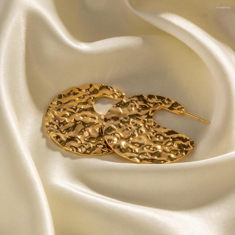 

Hoop Earrings DEAR-LIFE Fashion Exaggerated Hammered Gold-plated Do Not Lose Color Light Luxury Party Accessories