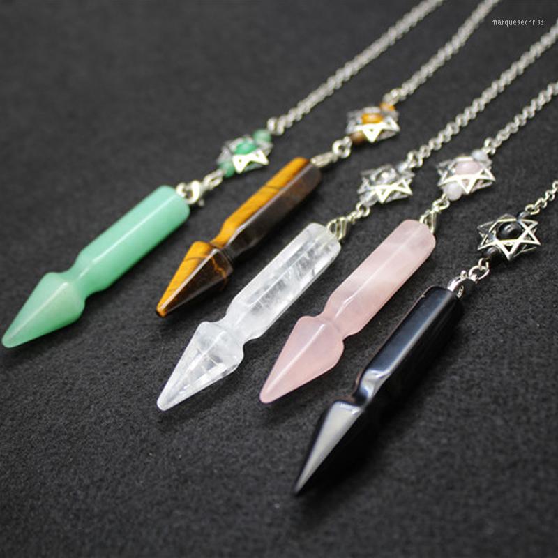 

Pendant Necklaces Catcher Dream Natural Stone Pendulum For Dowsing Divination Healing Reiki Crystal Pink Quartz Amethysts Pendulo