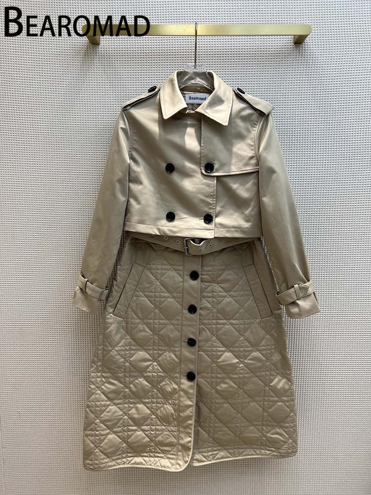 

Dress Bearomad Autumn Fashion Vintage Champagne Color Two Piece Set Women Lapel Jacket Coat + Sleeveless Sashes Single Breasted Dress