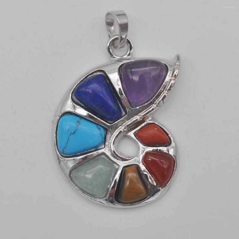 

Pendant Necklaces Natural Stone Gem Inlay Conch Animal Jewelry For Gift S561