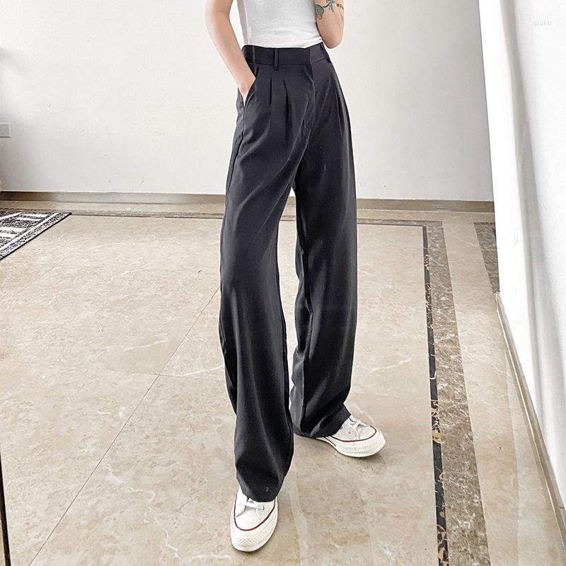 

Women' Pants Show Thin Women' High Waist Feeling Loose Casual Straight Trousers Korean Fashion Women Clothing Y2k, Black