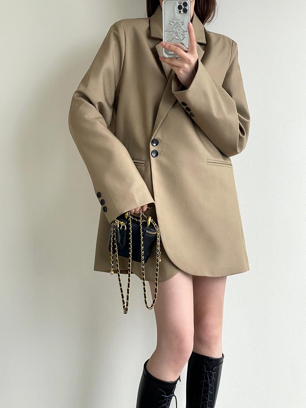

Pants Women' Two Button Slim Blazer 2022 Early Autumn Loose Casual Coat For Office, Gray