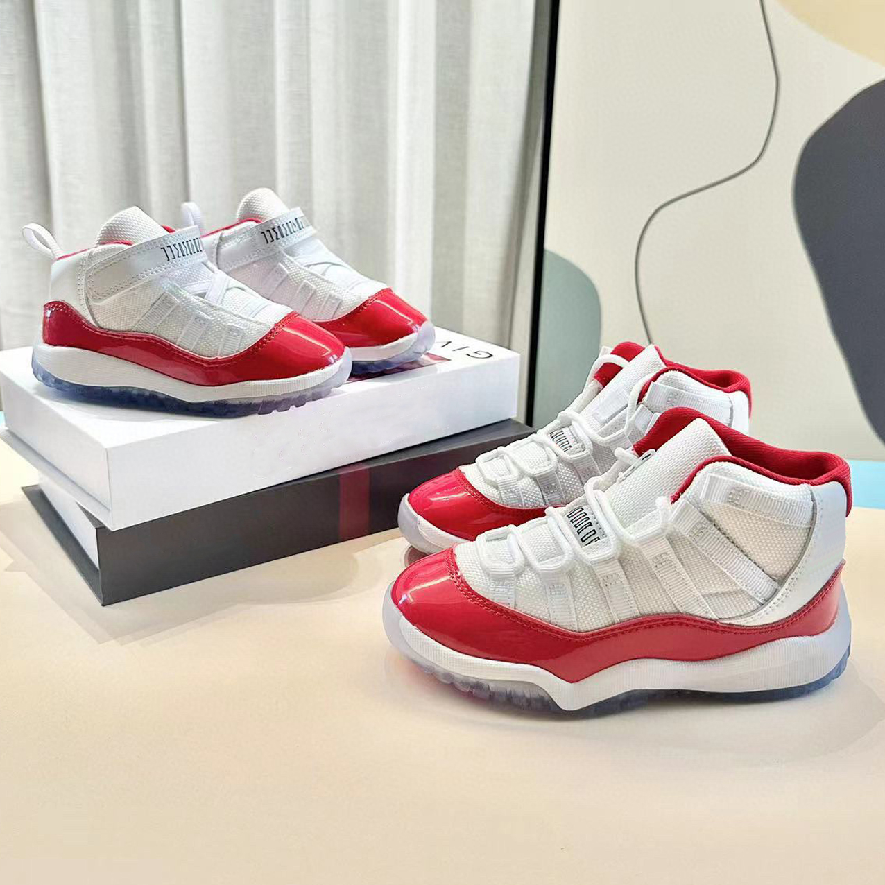 

2023 Jumpman 11 Kid basketball shoes Cool Grey XI Cherry Toddler Boys Girls Bred Space Jam Sneaker Concord University Red Gamm Blue Black Cat Baby Infant 11s size 22-37, As photo 7