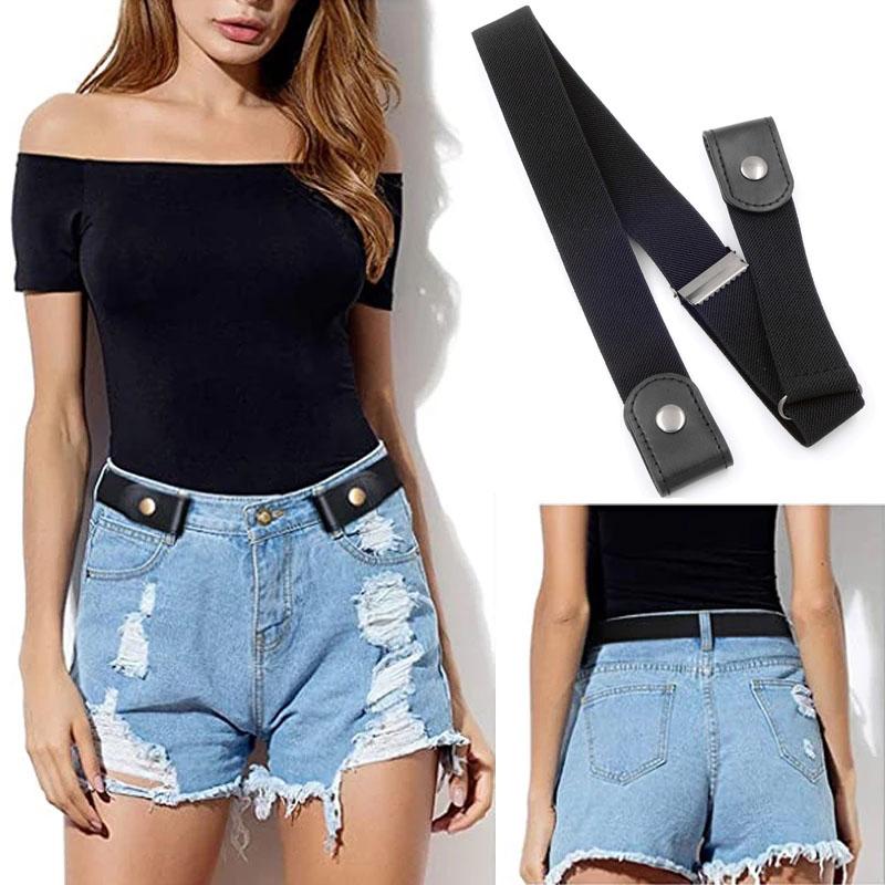 

Belts For Women Unisex No Buckle Stretch Elastic Waist Lazy Belt Buckle-Free Jean Pants Dresses Hassle BeltBelts, White
