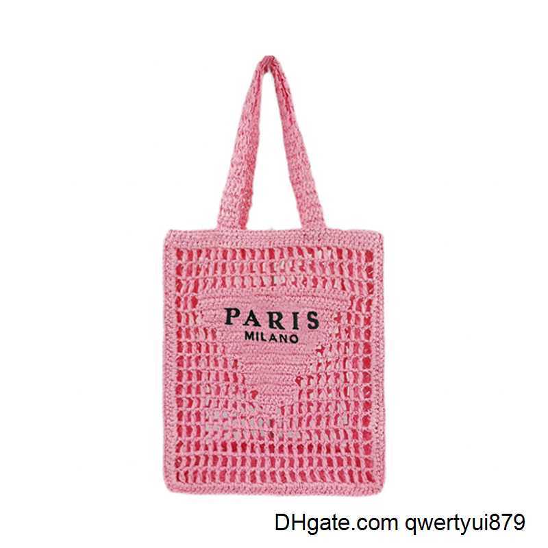 

qwertyui879 Luxury Design Bags Fashion Women Plaited Raffia Straw Bag Large Capacity Casual Tote Handbag Hollow Summer Beach Vacation Shoulder Bag