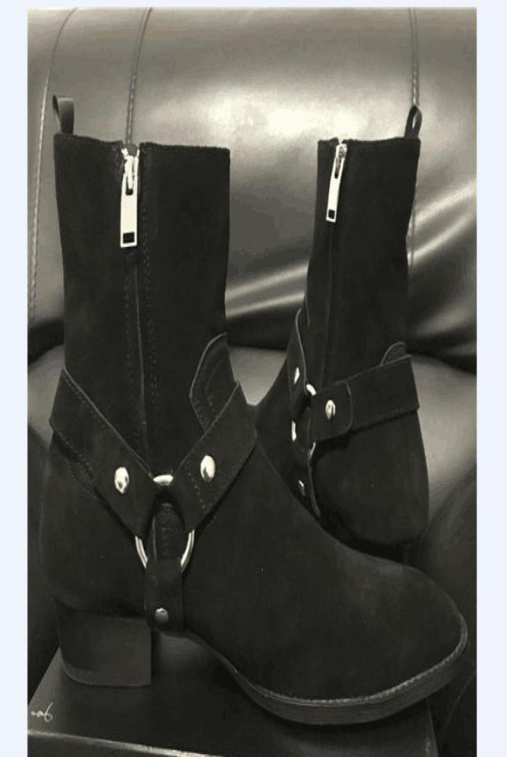 

Suede Genuine Leather Harry wyatt charm Boots new list wedge slp fashion men classic black ankle strap denim persional boots4826450
