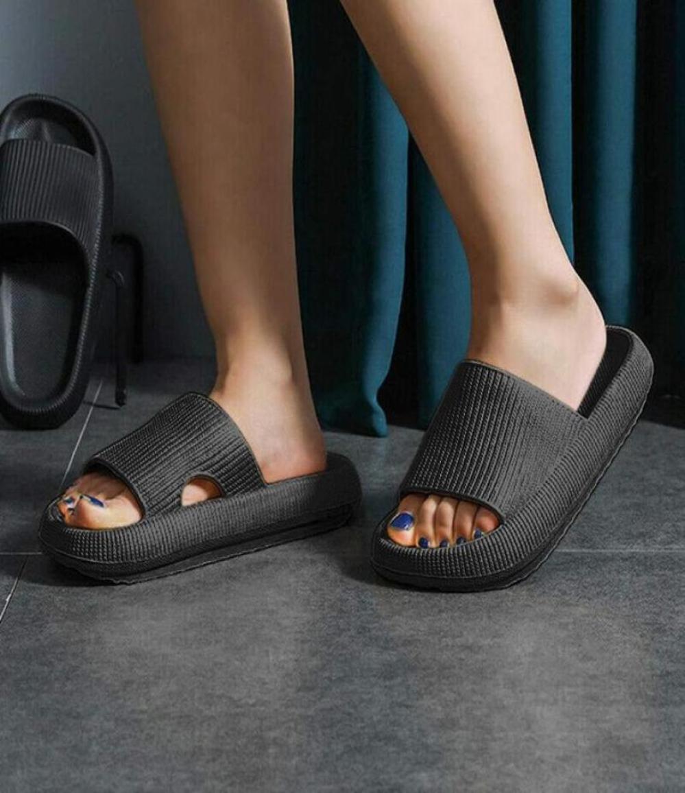 

NonSlip Thick Sole Slippers Massage Slides Pillow EVA Bathroom Summer Beach Sandal Slipper Footwear4565490, Black
