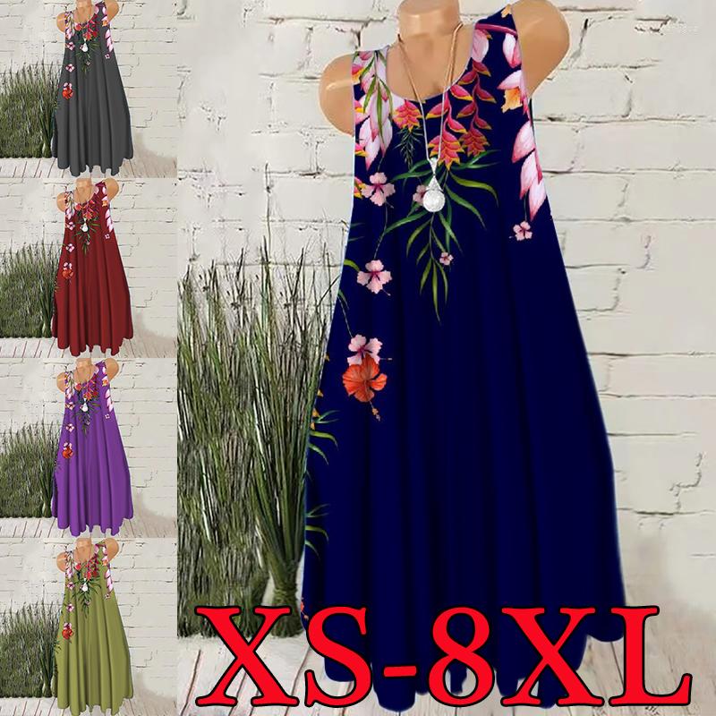 

Casual Dresses 2023 Women's Fashion Printing Loose Oversize Sleeveless Beach Sexy Dress -8XL, Gray