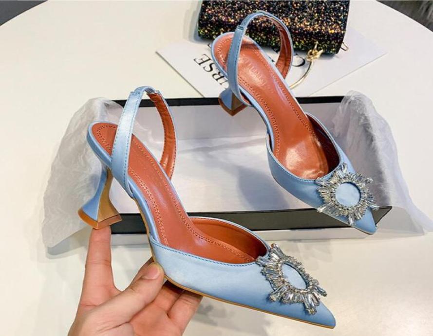 

Big Size 41 42 Blue Women Pumps Silk Satin Pointy Toe Rhinestone Crystal High Heels Shoes Slip On Women Wedding Pumps Sandal5049540, Black