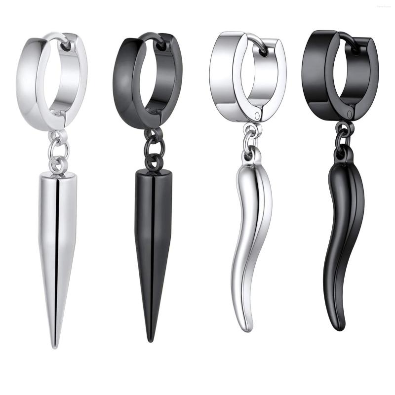 

Hoop Earrings 1 Piece/1 Pair Punk Style Stainless Steel Horn Spike Stud For Men Women Statement Jewelry