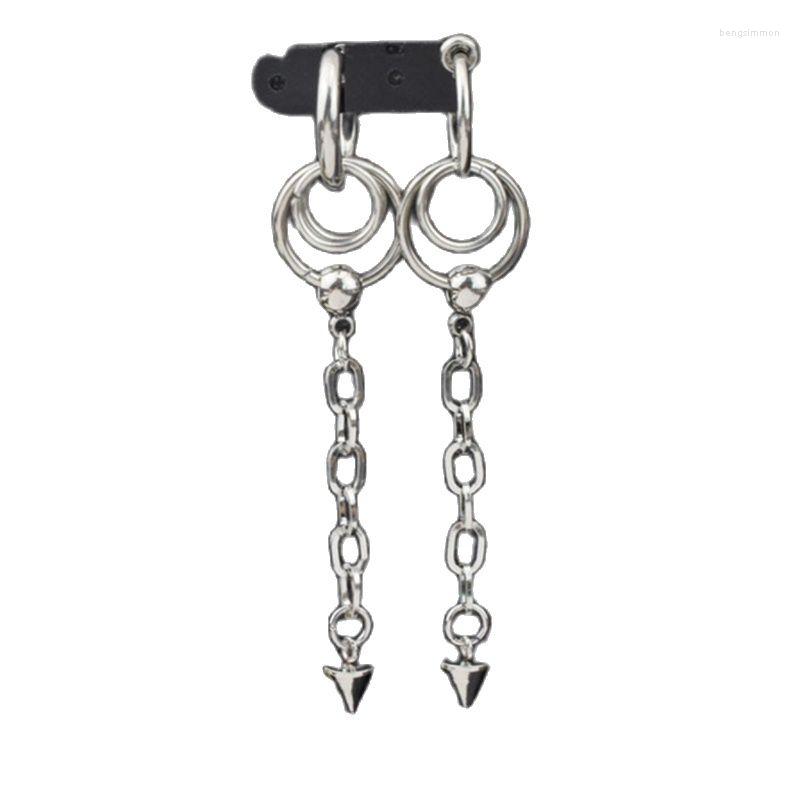 

Dangle Earrings Long Tassel Chain Personality For Men Women Fashion Jewelry Stainless Steel No Piercing Clip On Ear Hoop Earings