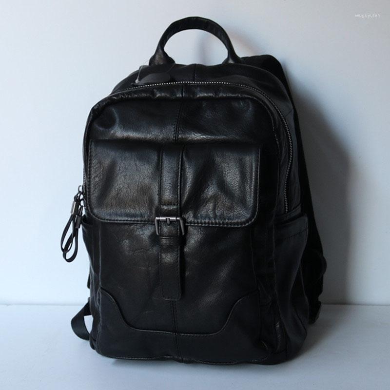 

Backpack AETOO Large Capacity Japan And South Korea Travel Fashion Leisure Korean Version Of The First Layer Cowhide Young Men'