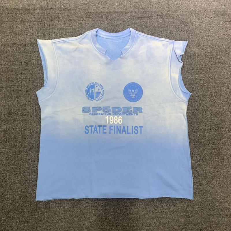 

Men' T Shirts Designer Shirt Tie-Dye Blue Young Thug Sp5der Shorts Men Women Hip Hop Embroidered Logo Spider Long Drawstring, Gray