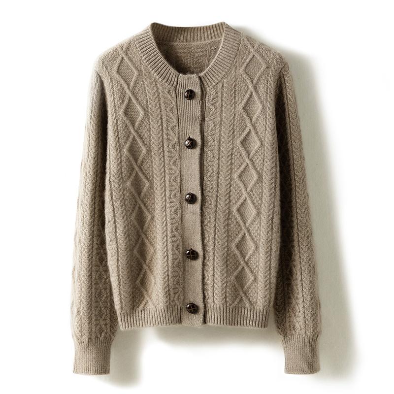 

Sweaters twist flower cashmere knit cardigan woman autumn winter languid lazy and thick loose sweater every match sweater jacket, White