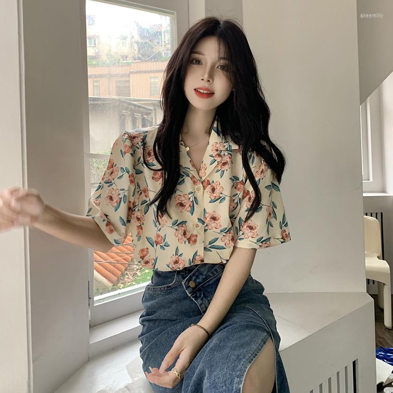 

Women's Blouses Women Short Sleeve Shirt Sweet Retro Students Gentle Chic Design Spring Summer Cute Ulzzang Simple Young French Style Top, Multi