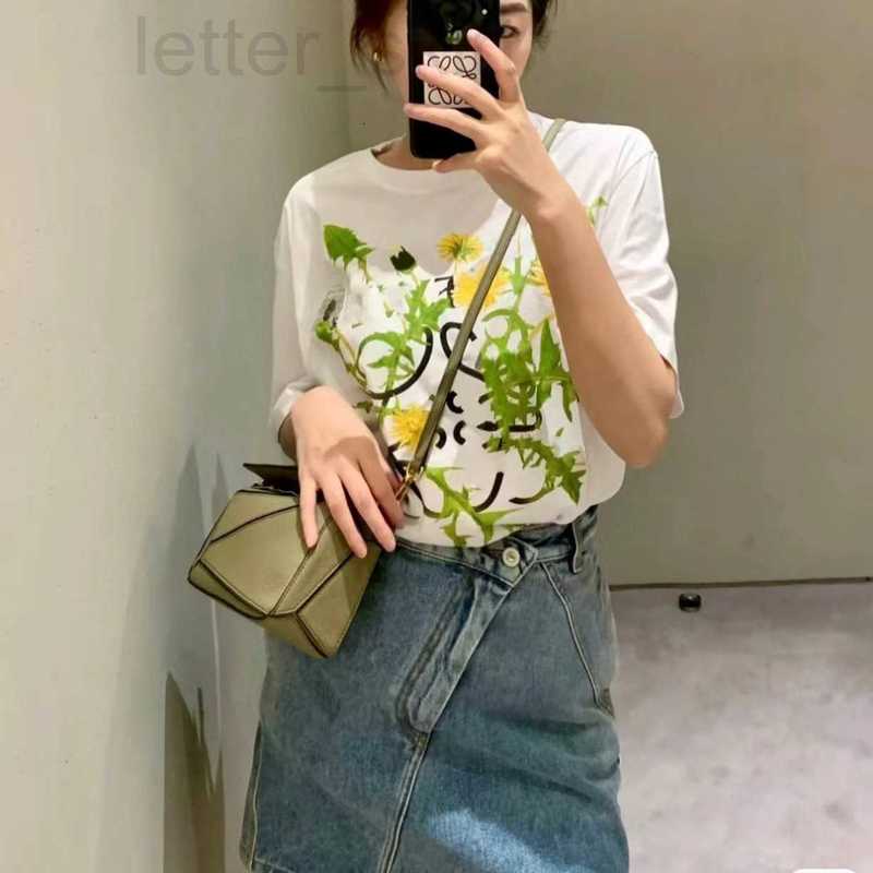 

Women' Hoodies & Sweatshirts designer Correct Version 2023 New Luo Jia Embroidered Print T-shirt on Chest Unisex Loose Round Neck Short Sleeve Fashion DH5D, White