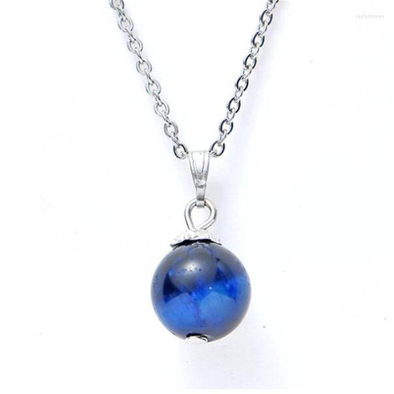 

Pendant Necklaces Luxury Plated Round Blue Tiger Eye Opal Women Fashion Jewelry Choker Clavicle Chain Short Charm Necklace