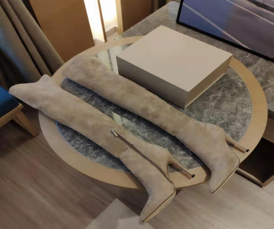 

Women Genuine Leather Shoes Highland Knee Boots Thin Legs Stretch High Pointed Toe Highheeled Zipper Fashion Boots London1458904, Black