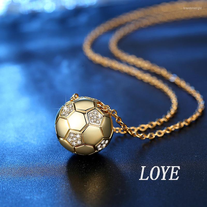 

Pendant Necklaces 2023 Football Necklace Stainless Steel Shiny Zircon Round Multicolor The Gift For Students And Friends