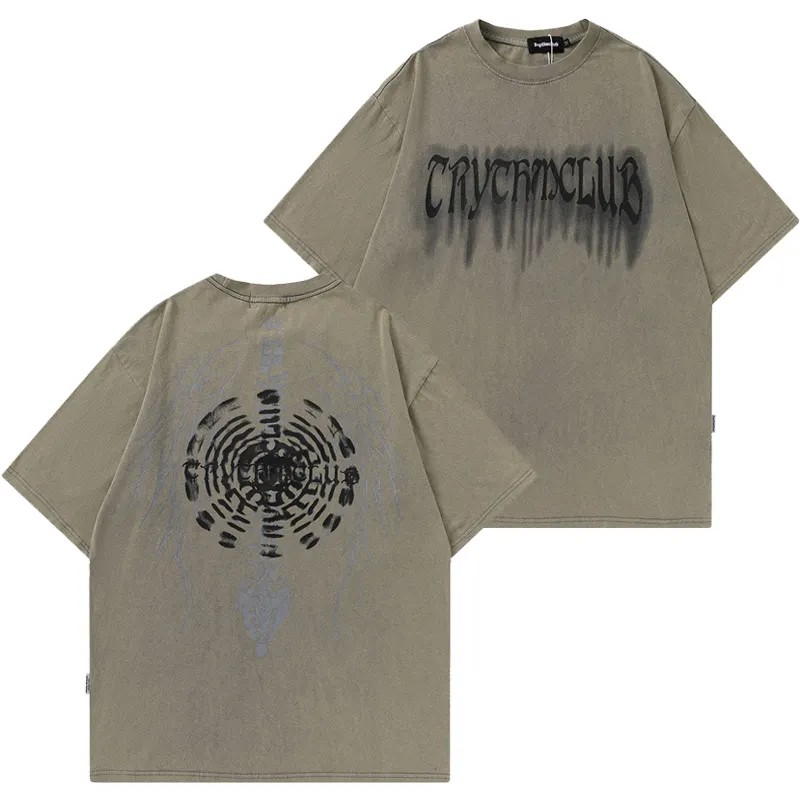 

Men's T-Shirts washed vintage 90s hip hop graphic t-shirts for men distressed heavyweight cotton oversized tshirt