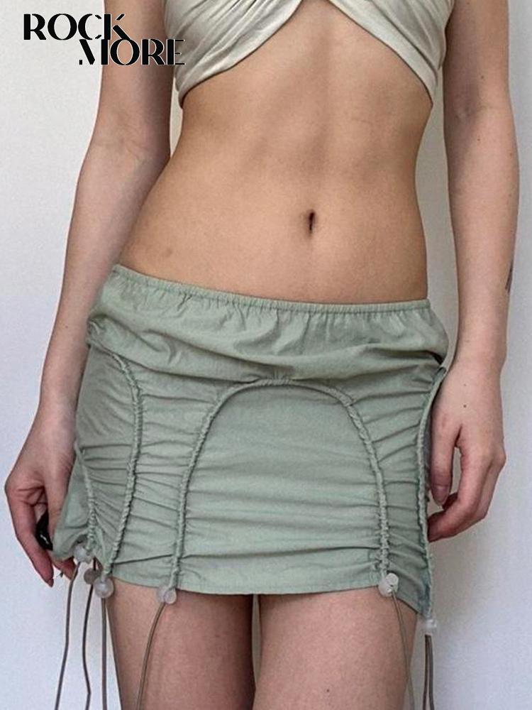 

Dresses Rockmore Y2K Two Ways to Wear Mini Skirts Harajuku Low Waist Sexy Hot Women' Cargo Skirt Harajuku Korean Drawstring Outfits, Green