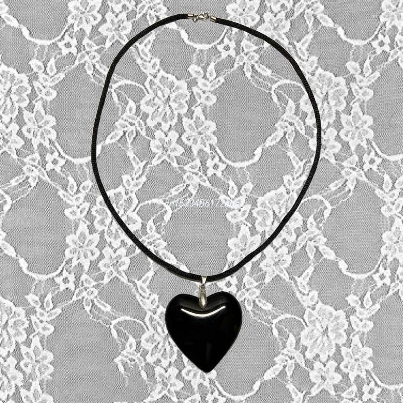 

Pendant Necklaces Korean Fashion Colorful Love Heart Glass For Women Female Unisex Hyperbole Punk Necklace Party Dancing Jewelry