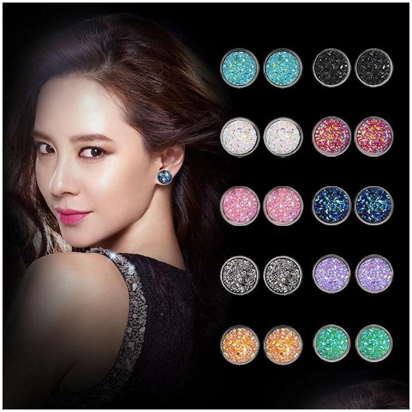 

Stud 12Mm Resin Sier Plated Earings Drusy Druzy Earrings Jewelry Women Party Gift Dress Candy Colors Drop Delivery Dhu6O