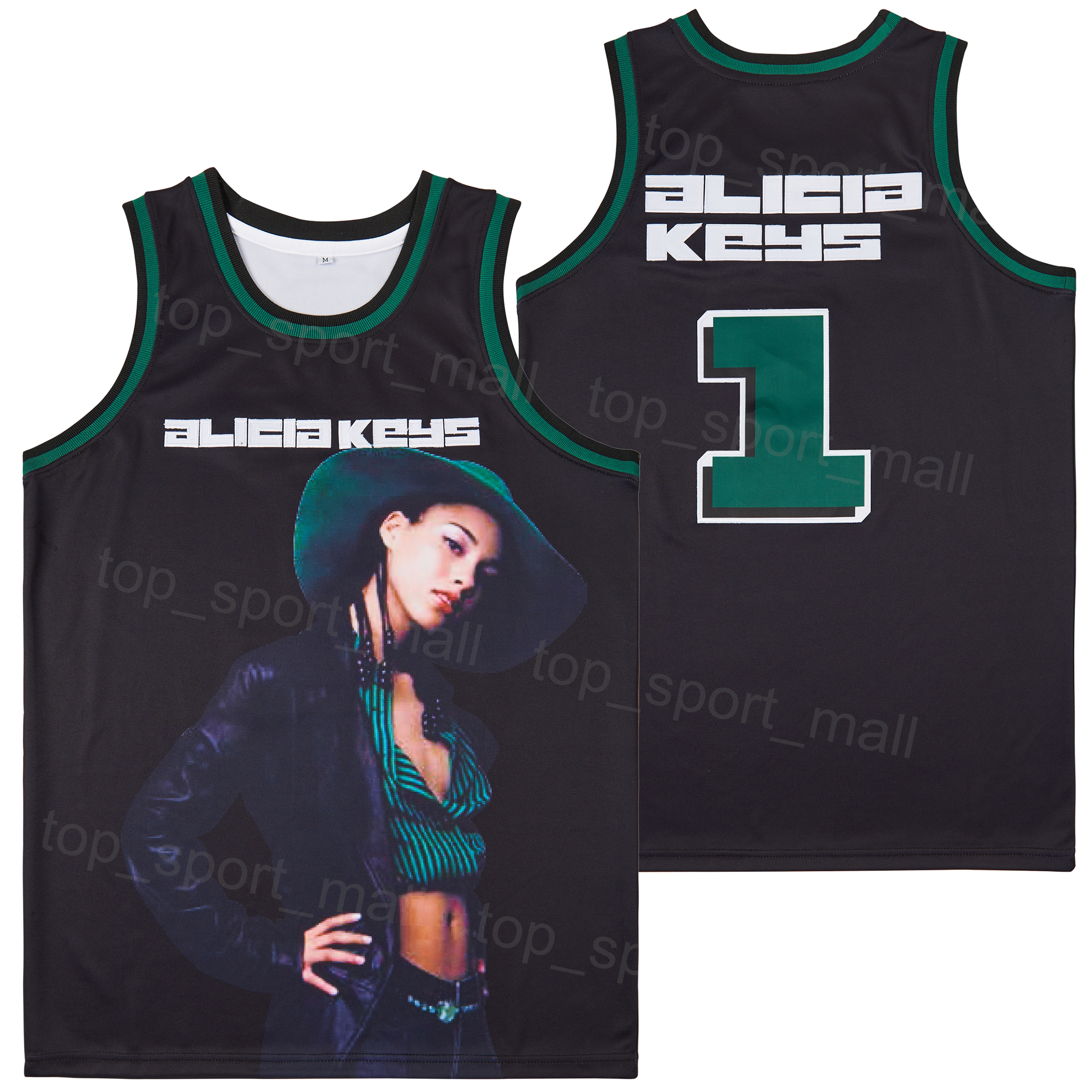 

TV Movie Basketball 1 Alicia Keys Jersey musical ALBUM HipHop High School Stitched Team Black Breathable For Sport Fans Pure Cotton HipHop Embroidery College, White