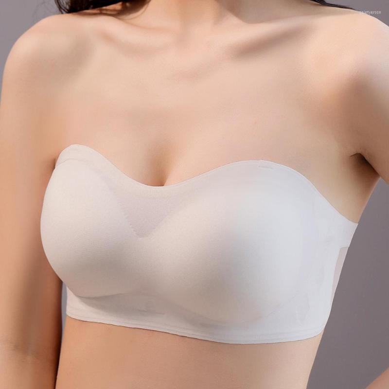

Bras Seamless For Women Strapless Off Shoulder Sleeve Wedding Brassiere Girl Tube Top BH Plus Size Bralette Sexy Lingerie, White
