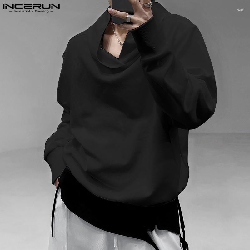 

Men' Hoodies Fashion Men Solid Color Hooded Long Sleeve Loose Streetwear Casual Pullovers 2023 Leisure Sweatshirts -5XL INCERUN, Black