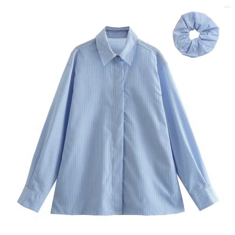 

Women's Blouses Jenny&Dave 2023 Clothing Poplin Women Blue Striped Blouse Tops