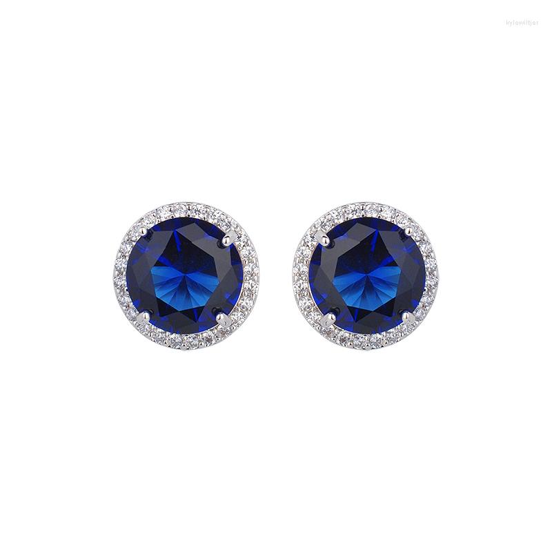 

Stud Earrings GAOLA Round Silver Plated For Woman Man White Circular Crystal Zircon Channel Brinco Jewelry GLE3705Y