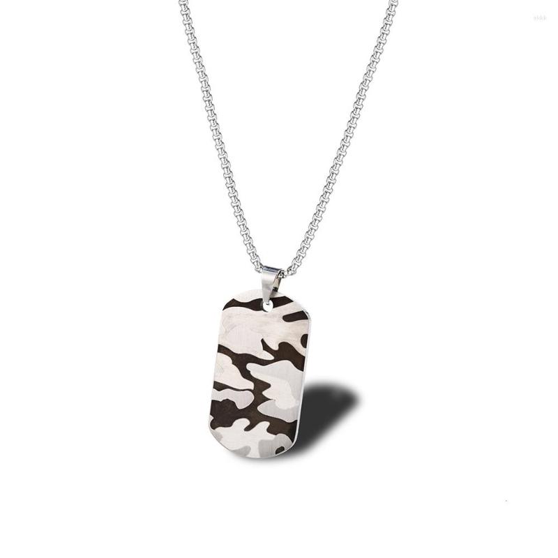 

Pendant Necklaces Stainless Steel Brown Oval Camouflage Vintage Design High Quality Green Desert Military Jewelry