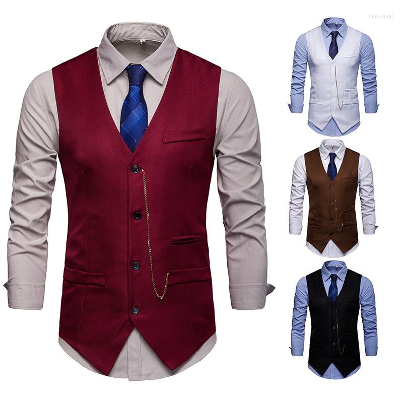 

Men' Vests Business Vest Waistcoat Men European Style Men' Sleeveless Blazer, Black