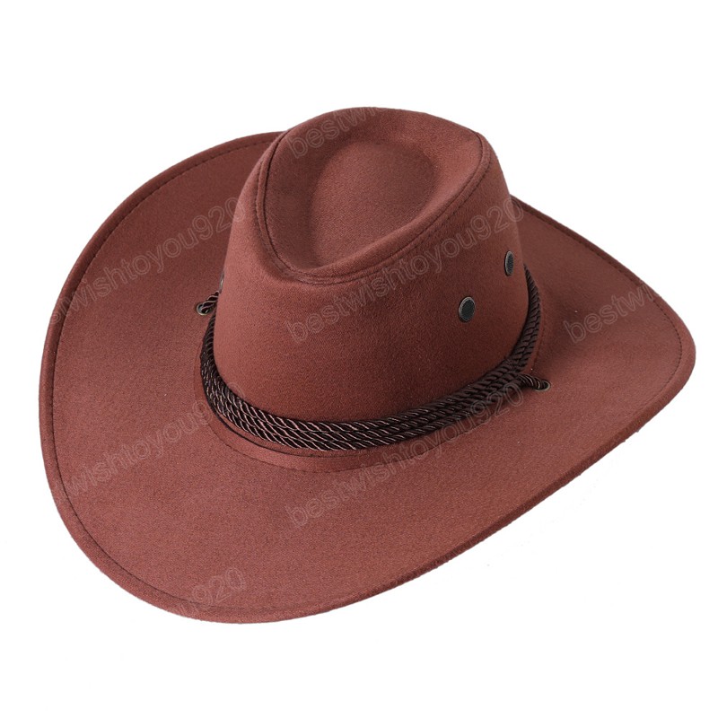 

Artificial Suede Western Cowboy Hats Big-edge Gentleman Cowgirl Jazz Hat Outdoor Vacation Cap Party Hat, Mixed color