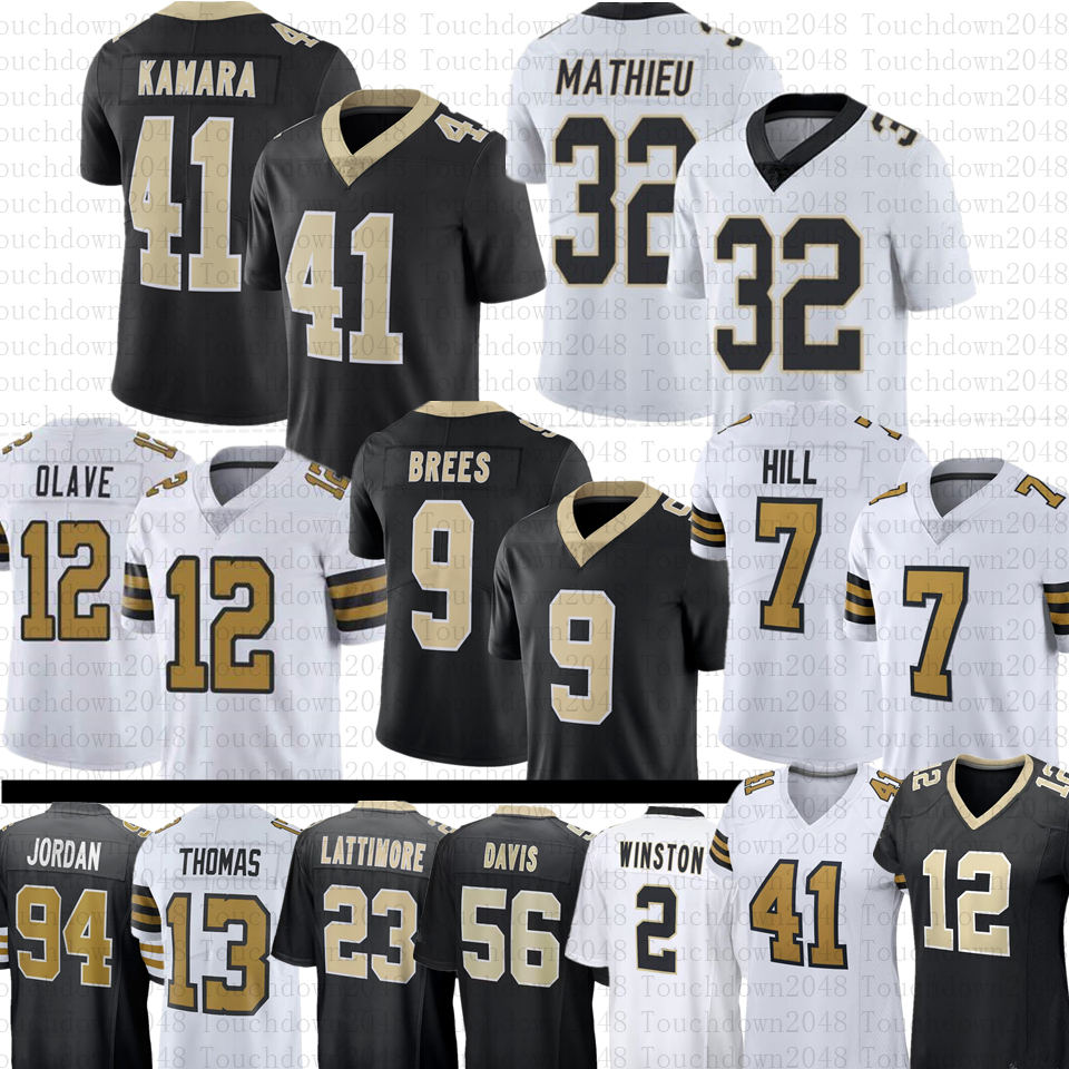 

Derek Carr 12 Chris Olave Football Jerseys 32 Tyrann Mathieu Alvin Kamara Drew Brees Taysom Hill Michael Thomas Marshon Lattimore Demario Davis Mens Women Youth Kids