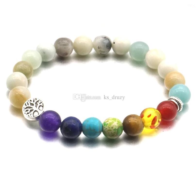 

Charm Bracelets Tree Of Life 8Mm Seven Chakras Amazon Stone Beads Elastic Bracelet Pray Beaded Hand Strings Jewelry Drop Delivery Dhbom
